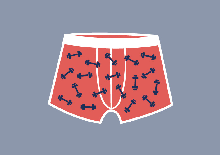 Illustration einer Unterhose mit darauf abgebildeten Handteln